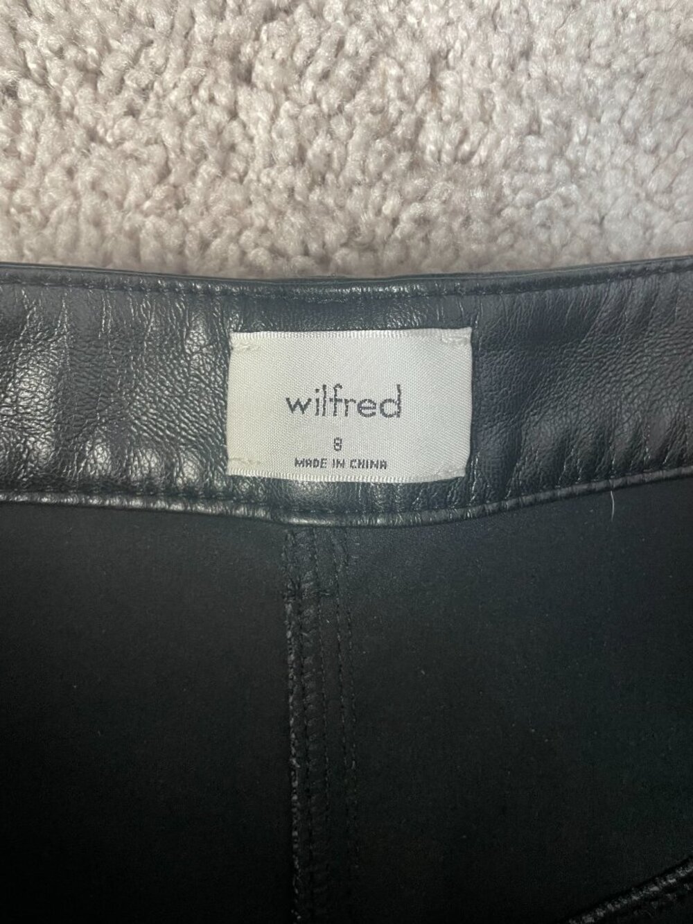 Aritzia Wilfred Black Straight Leg Faux Leather Pants - Picture 3 of 6